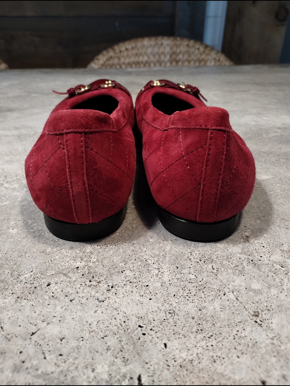 AGL Monika Cap Toe Flats Quilted Suede Patent Ruby 40 Italy - Picture 3 of 13